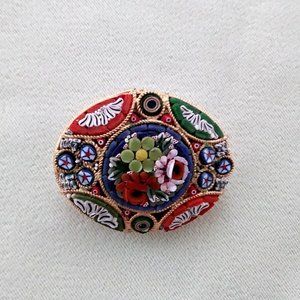 Mosaic Brooch Italy Stunning Colors!